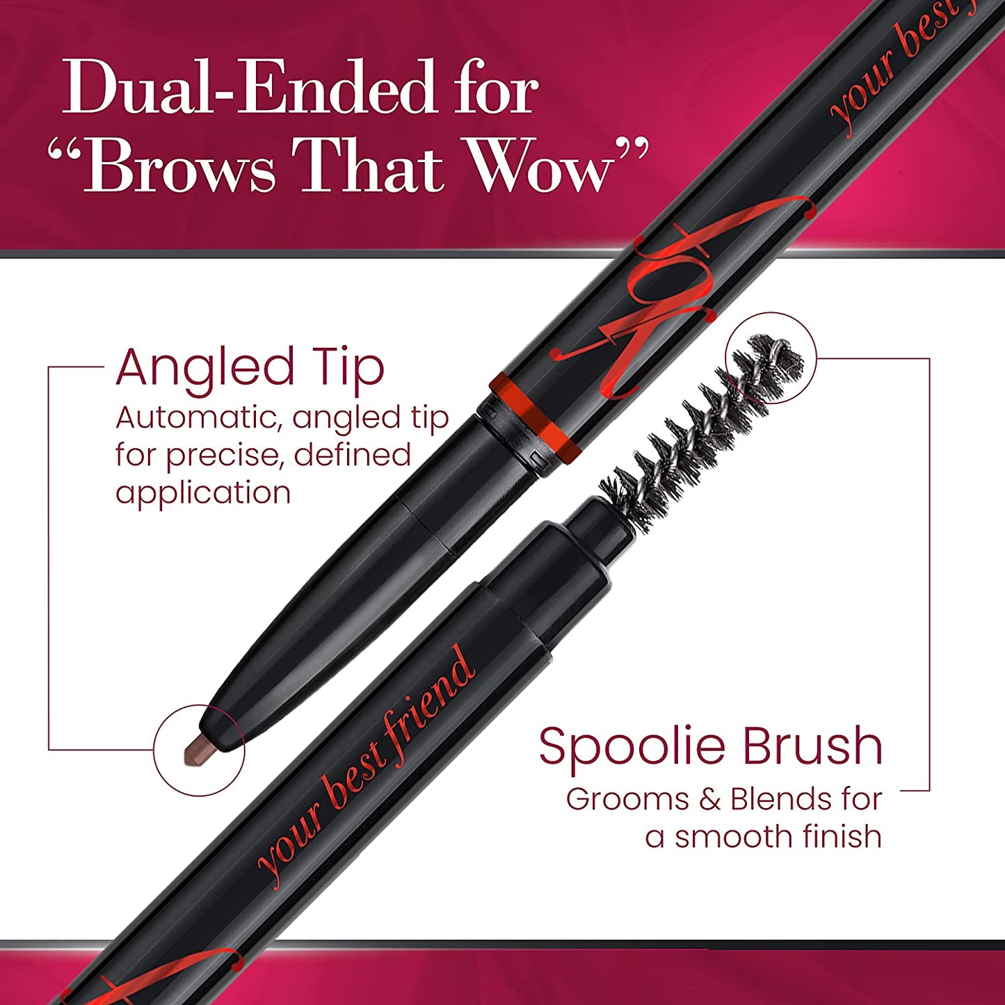 YBF Beauty Eyebrow Pencil - Universal Automatic Brow Pencil with Spoolie Brush - Perfect Eyebrow Makeup Shaper and Filler for Women - All Hair Colors & Skin Tones - Taupe Eyebrow Liner - 2 Pack
