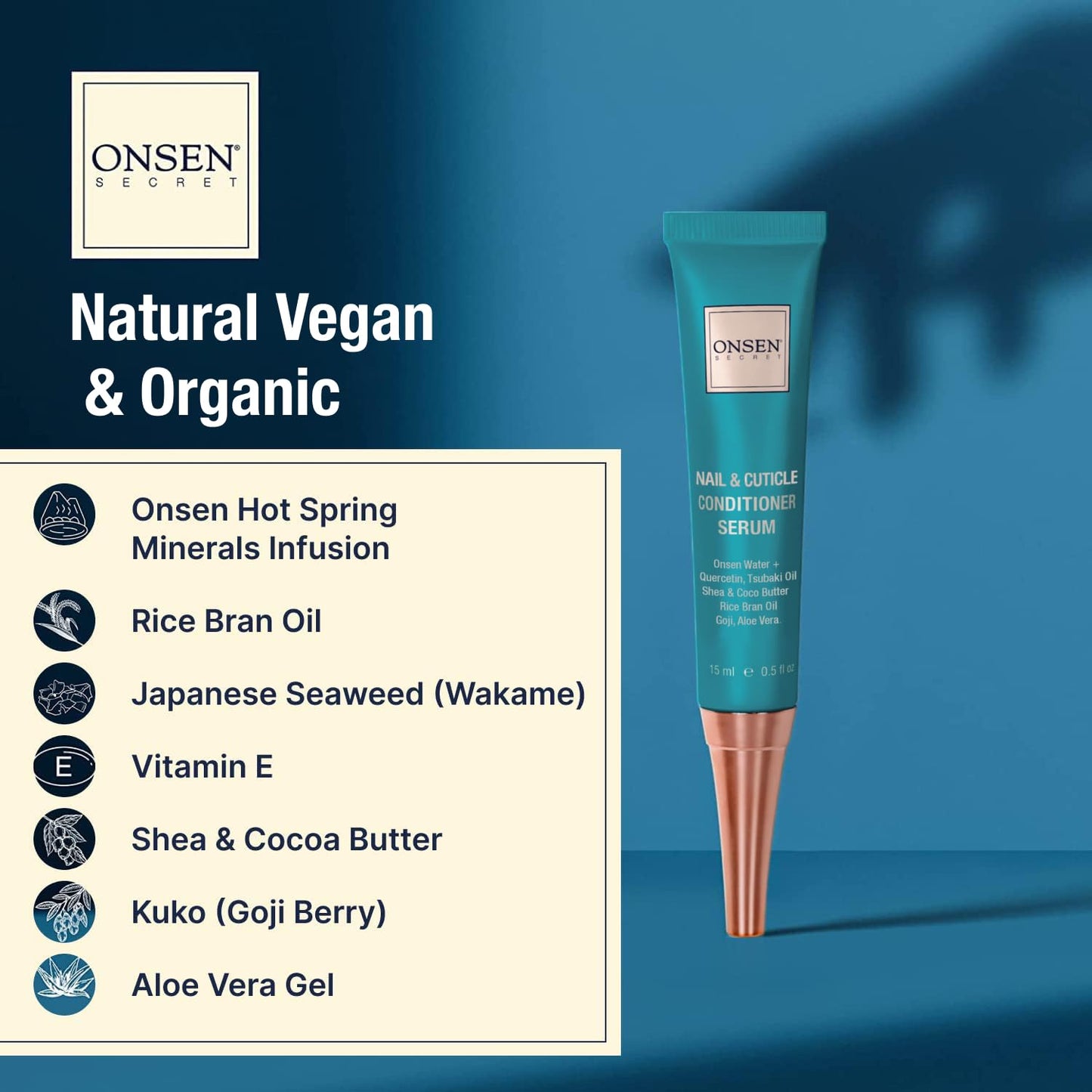 Onsen Secret Nail Care Kit - Japanese Nail Buffer and Shine Kit - Strengthening & Shining - Spa-Quality Manicure - Organic Ingredients - Long-Lasting Shine - Easy & Safe - W/Cuticle Care Serum - 1Pk