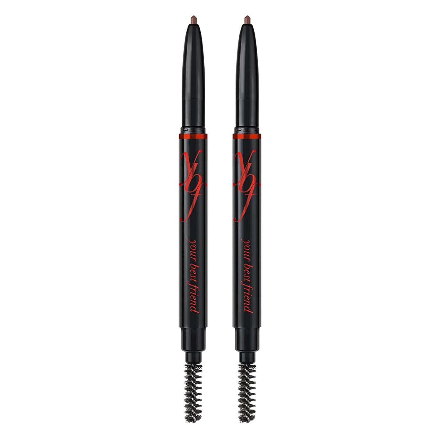 YBF Beauty Eyebrow Pencil - Universal Automatic Brow Pencil with Spoolie Brush - Perfect Eyebrow Makeup Shaper and Filler for Women - All Hair Colors & Skin Tones - Taupe Eyebrow Liner - 2 Pack