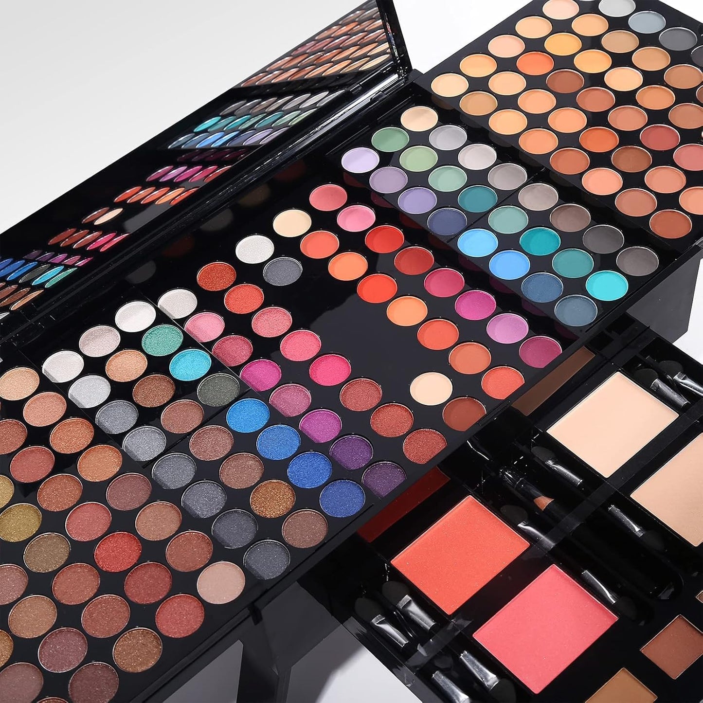 Professional Makeup Kit for Women with Mirror All in One Makeup Gift Set for Teens 180 Color Eyeshadow Palette 2 Blush 2 Powder 1 Eyeliner 4 Eyebrow Make up Sets Matte Shimmer Mixing Pallet Eye Shadow