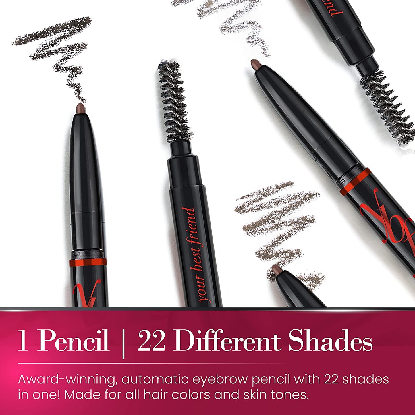 YBF Beauty Eyebrow Pencil - Universal Automatic Brow Pencil with Spoolie Brush - Perfect Eyebrow Makeup Shaper and Filler for Women - All Hair Colors & Skin Tones - Taupe Eyebrow Liner - 2 Pack