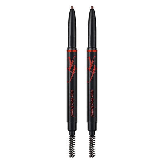 YBF Beauty Eyebrow Pencil - Universal Automatic Brow Pencil with Spoolie Brush - Perfect Eyebrow Makeup Shaper and Filler for Women - All Hair Colors & Skin Tones - Taupe Eyebrow Liner - 2 Pack