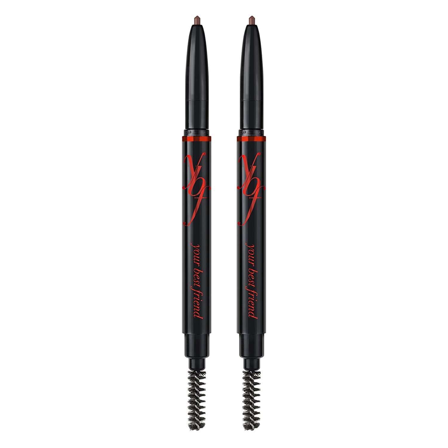YBF Beauty Eyebrow Pencil - Universal Automatic Brow Pencil with Spoolie Brush - Perfect Eyebrow Makeup Shaper and Filler for Women - All Hair Colors & Skin Tones - Taupe Eyebrow Liner - 2 Pack