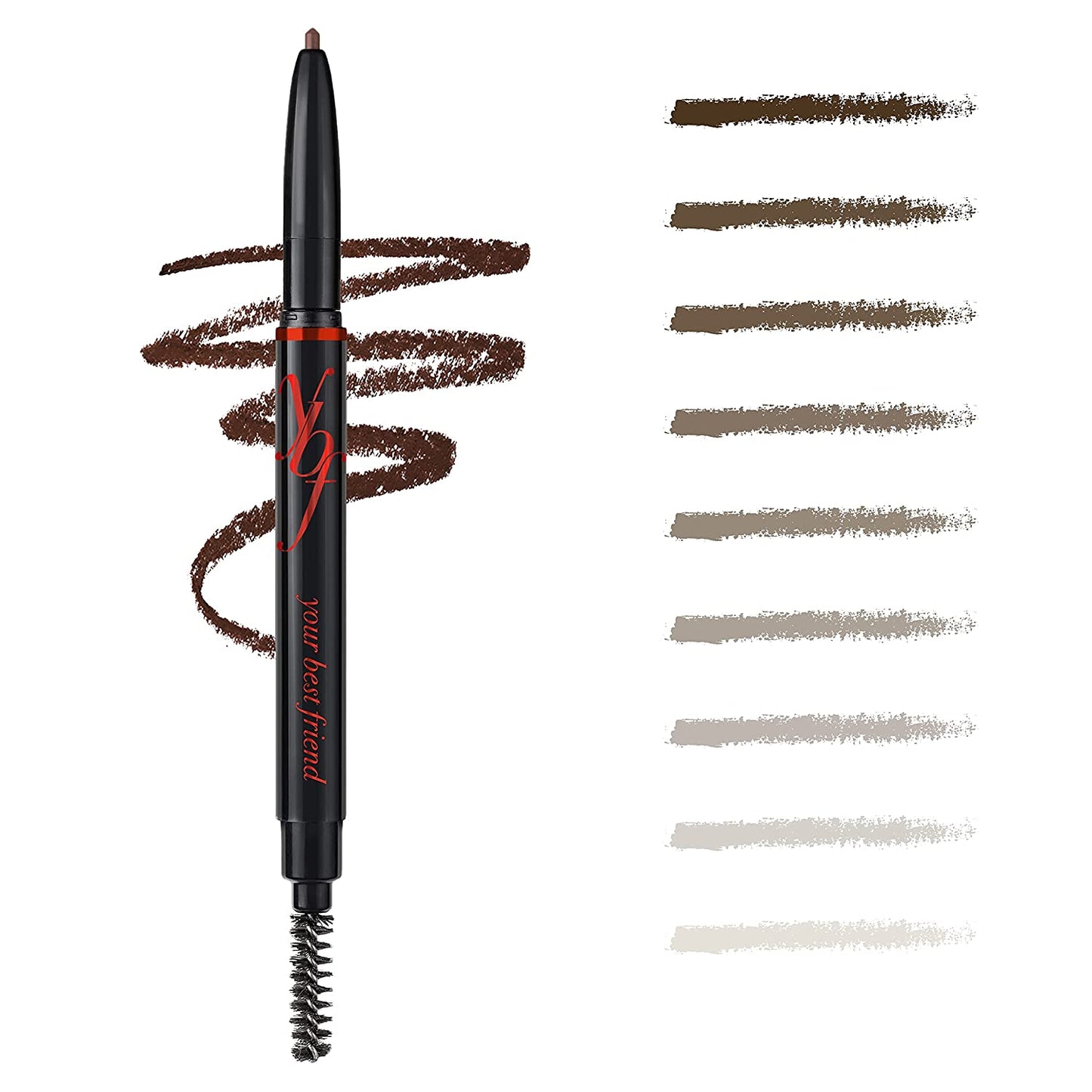 YBF Beauty Eyebrow Pencil - Universal Automatic Brow Pencil with Spoolie Brush - Perfect Eyebrow Makeup Shaper and Filler for Women - All Hair Colors & Skin Tones - Taupe Eyebrow Liner - 2 Pack
