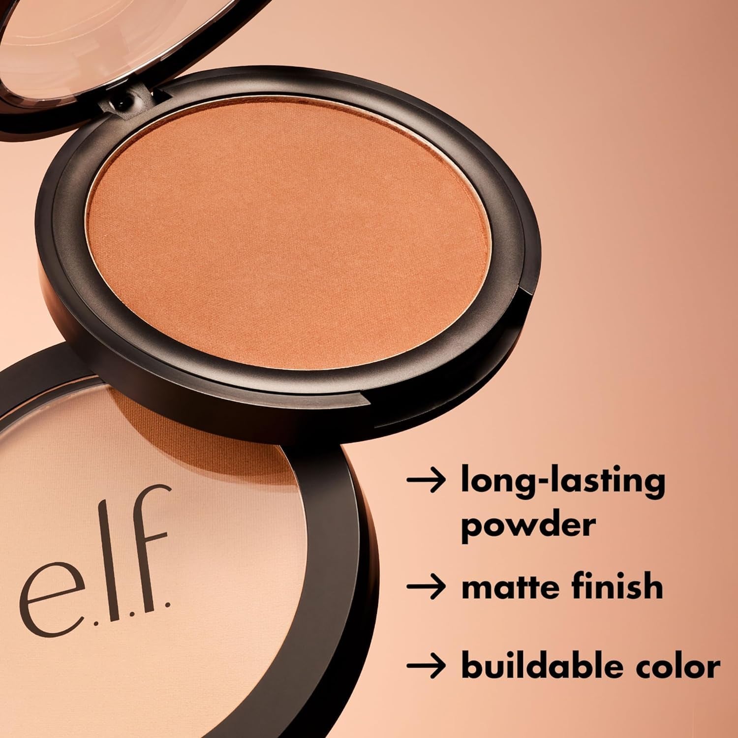 E.L.F. Primer-Infused Bronzer, Long-Wear, Matte, Bold, Lightweight, Blends Easily, Contours Cheeks, Forever Sun Kissed, All-Day Wear, 0.35 Oz